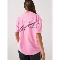 Gym King Womens Script Mindset Boyfriend T-Shirt - Pink