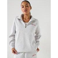 Gym King Womens Script Mindset 1/4 Zip Funnel Neck Sweatshirt - Grey