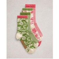 White Stuff 4 Pack Floral Print Stripe Sock - Pink