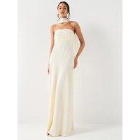 Six Stories Chiffon Bandeau Satin Maxi Dress - Lemon