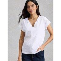 White Stuff Neve V Neck T-Shirt - White