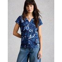 White Stuff Nelly Notch Neck T-Shirt - Blue