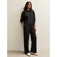 New Look Black Elasticated Waist Premium Wide Leg Joggers