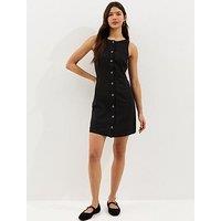 New Look Linen Blend Button Through Mini Dress - Black