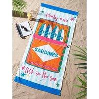 Catherine Lansfield Sardines 100% Cotton Beach Towel Blue