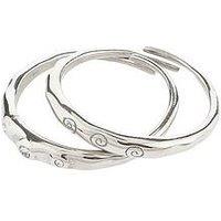 Pilgrim Fire Ring 2-In-1 Set, Silver-Plated