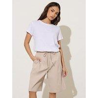 Pixiegirl Petite Drawstring Jorts - Cream