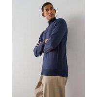 The Very Collection Cotton Rich 1/4 Zip Jumper - Navy