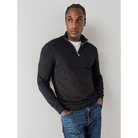 The Very Collection Cotton Rich 1/4 Zip Jumper - Black