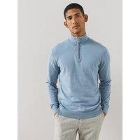 The Very Collection Cotton Rich 1/4 Zip Jumper - Blue