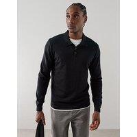 The Very Collection Cotton Rich Long Sleeve Polo Jumper - Black