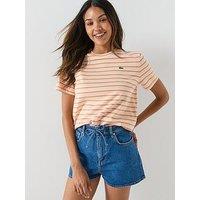 Lacoste Striped Short Sleeve T-Shirt - Orange