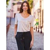 Sosandar Fluid Metallic T-Shirt - Nude