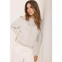 Mint Velvet Batwing Whipstitch Jumper - Grey