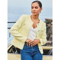 Sosandar Boucle Jacket With Embellished Buttons - Yellow