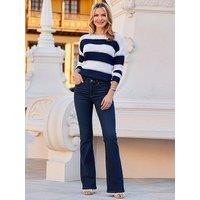 Sosandar Stripe Stitch Jumper - Navy