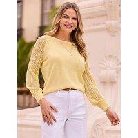 Sosandar Pointelle Sleeve Jumper - Yellow