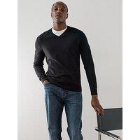 The Very Collection Cotton Rich V Neck Jumper - Black