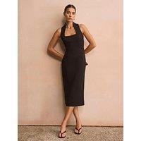 Mint Velvet Square Neck Fitted Dress - Black