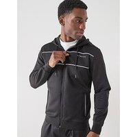 Gym King Mens Core Piped Full Zip Hoodie - Black
