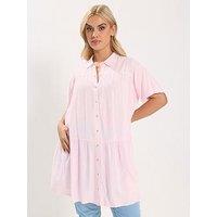 Yours Curve Tiered Smock Chambray Shirt