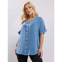 Yours Curve Button Through Chambray Blouse