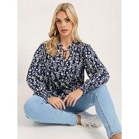 Yours Curve Embellished Gypsy Blouse - Blue