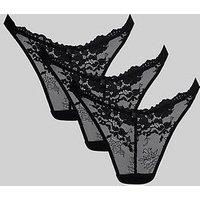 Boux Avenue Fran Lace High Leg Thong 3 Pack - Black