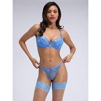 Boux Avenue Evangeline Embroidered Thong - Cornflower Blue