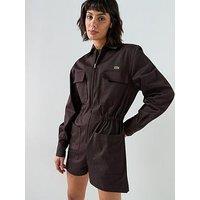 Lacoste Long Sleeve Playsuit - Brown