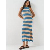 Lacoste Sleeveless Knitted Stripe Maxi Dress - Blue/Pink