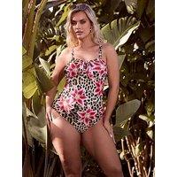 Yours Curve Animal Lily Bandeau Swimsuit