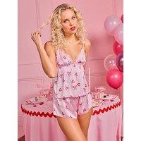 Boux Avenue Kaya Strawberry Satin Cami Set - Pink