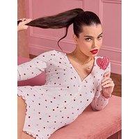 Boux Avenue Heart Rib Playsuit - Ivory Mix