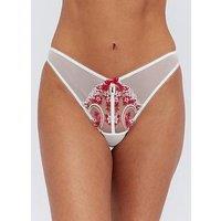 Boux Avenue Lisette Embroidered Thong - White