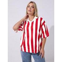 Yours Curve Collar Stripe Top