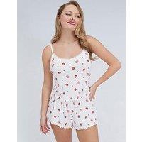 Boux Avenue Strawberry Rib Cami Set - Ivory Mix
