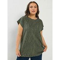 Yours Curve Printed Grown On Slub T-Shirt