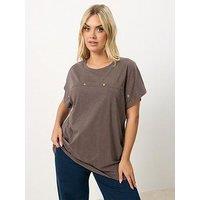 Yours Curve Cotton Slub Stud Top