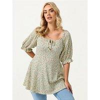 Yours Curve Milkmaid Texture T-Shirt