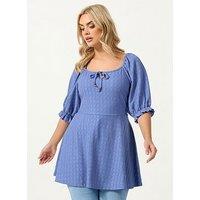 Yours Curve Milkmaid Texture T-Shirt