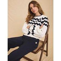 Mint Velvet Stripe Bow Back Jumper - Ivory