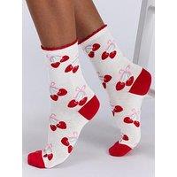 Boux Avenue Cherry Valentines Socks Gift Box 4 Pack - Red Mix