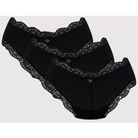 Boux Avenue Tatiana Plain Lace Trim Shorts 3 Pack - Black