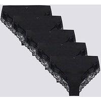 Boux Avenue Microfibre & Lace High Waisted Briefs 5 Pack - Black