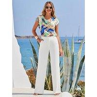 Sosandar Fluid Wide Leg Trouser - Cream