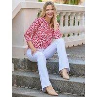 Sosandar Chiffon Shirred Hem Top - Red