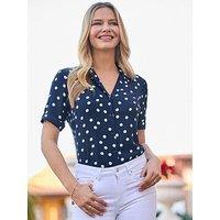 Sosandar Revere Collar Polka Dot Shirt - Blue