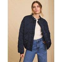 Mint Velvet Navy Quilted Bomber Jacket - Blue