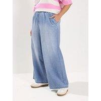 Yours Curve Pull On Wide Leg Jean 28" - Blue